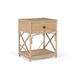 GINER Y COLOMER Table de Noche en Rotin Naturel - Buffet de Chevet avec Dimensions 50x40x60 cm, Meuble de Chambre sans Montage